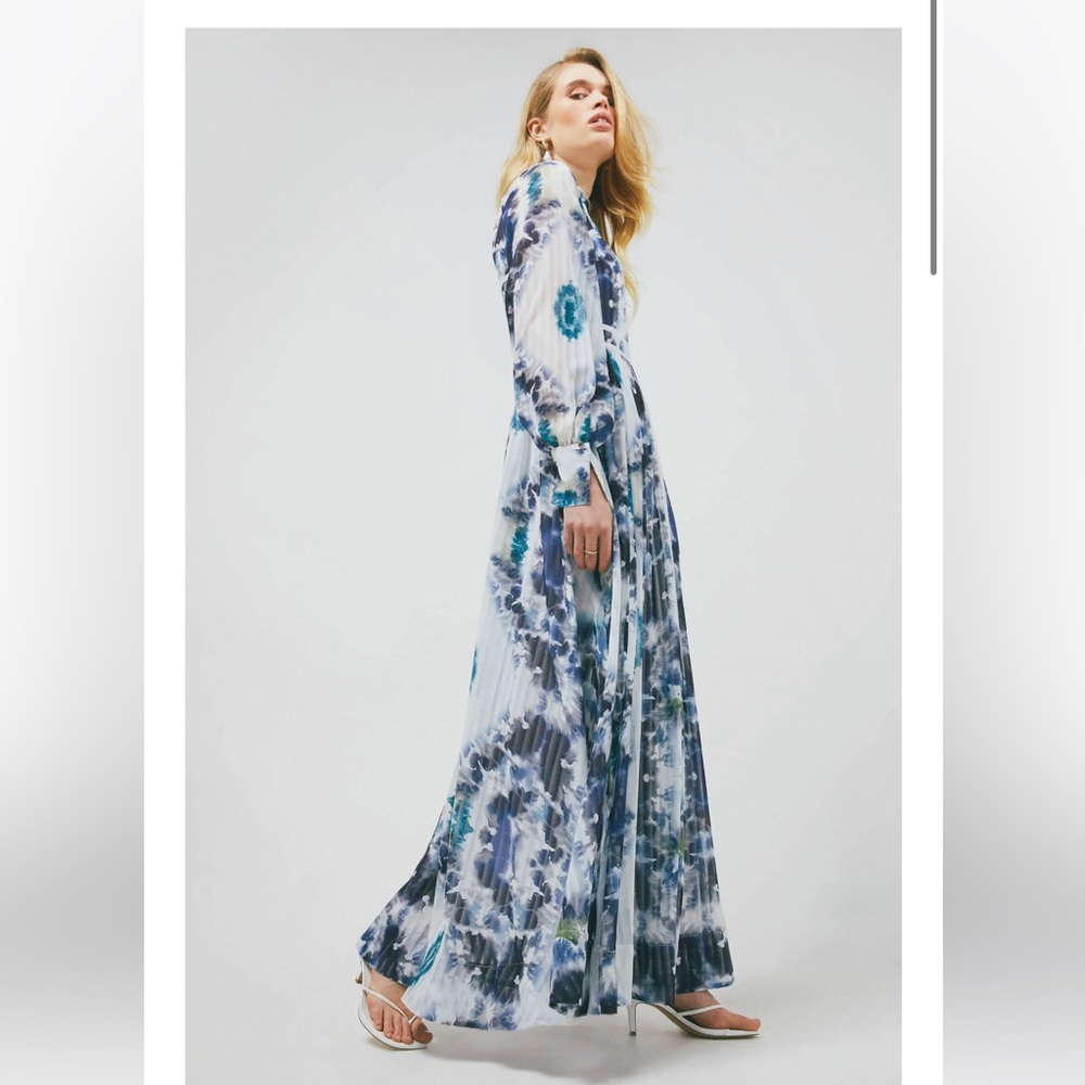 Karen Millen Tie Dye Balloon Sleeve Drama Maxi Dress Long Sleeve